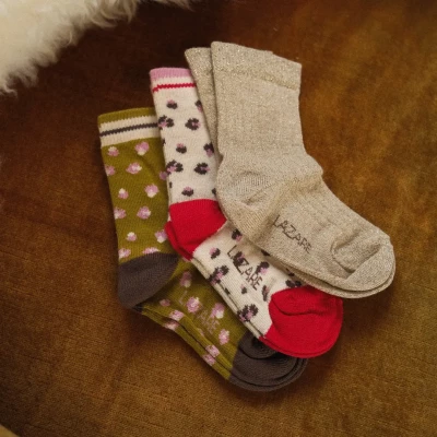 Trio de chaussettes Léopard et doré