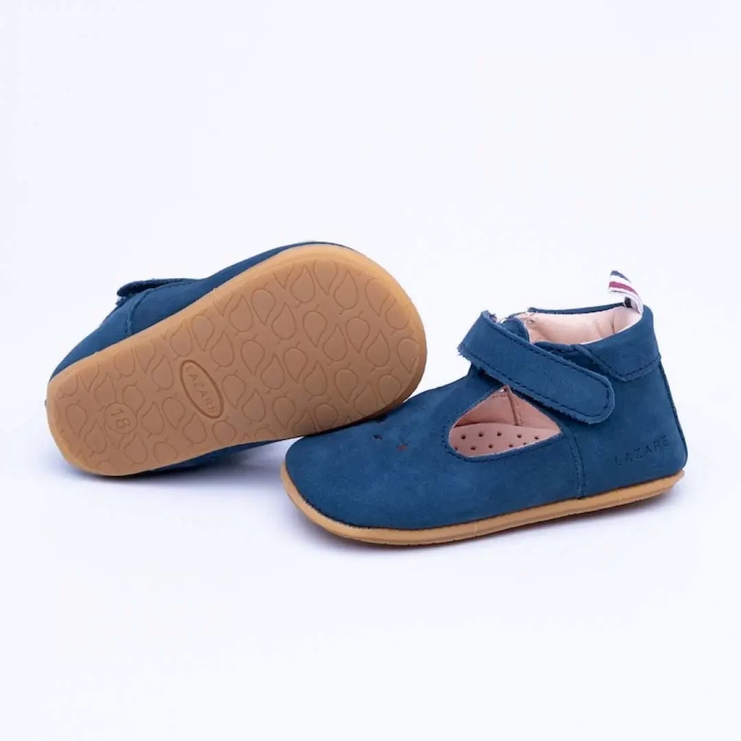 Chaussons bébé César marine nubuck