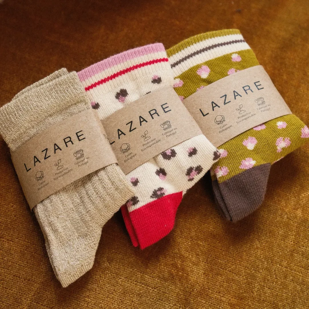Trio de chaussettes Léopard et doré