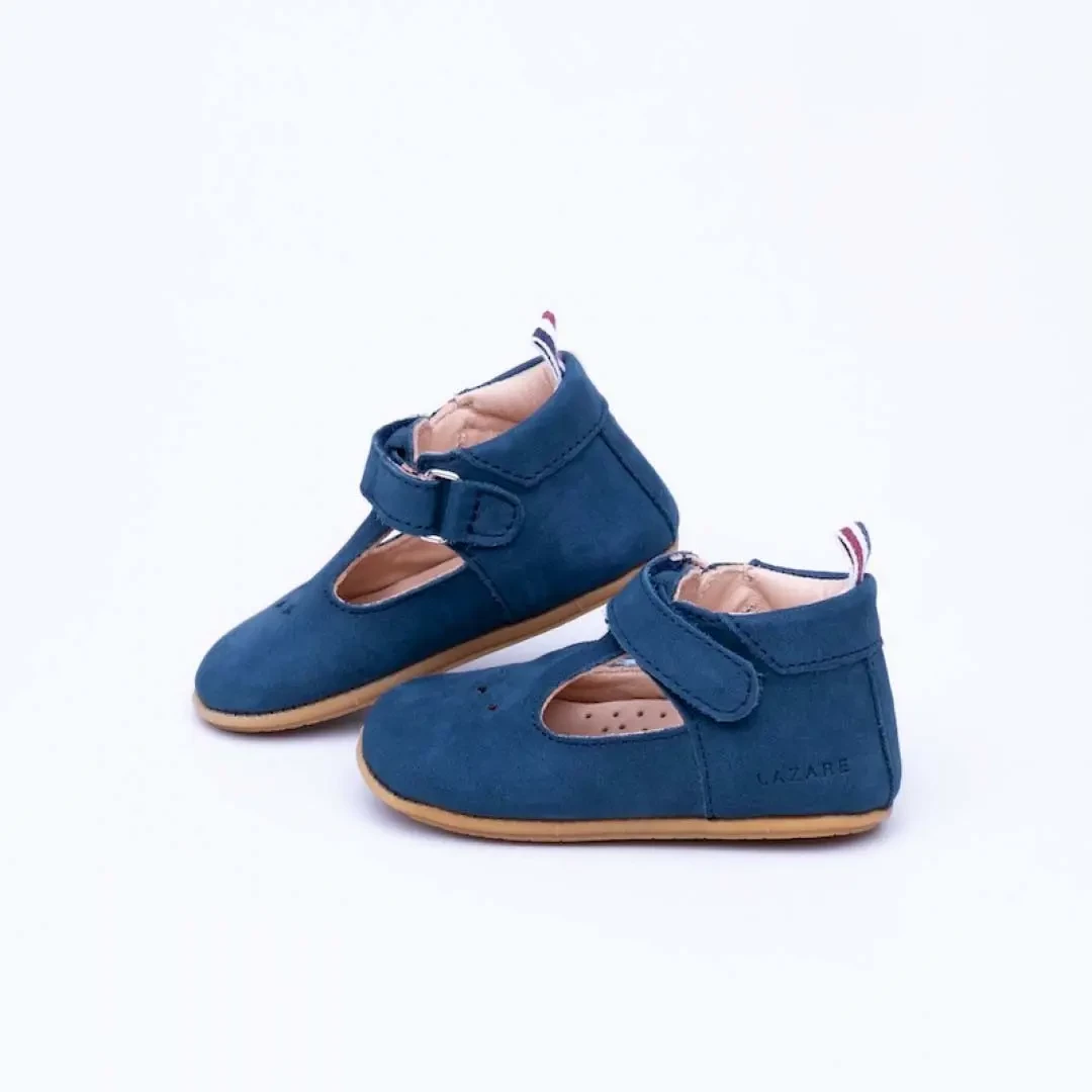 Chaussons bébé César marine nubuck