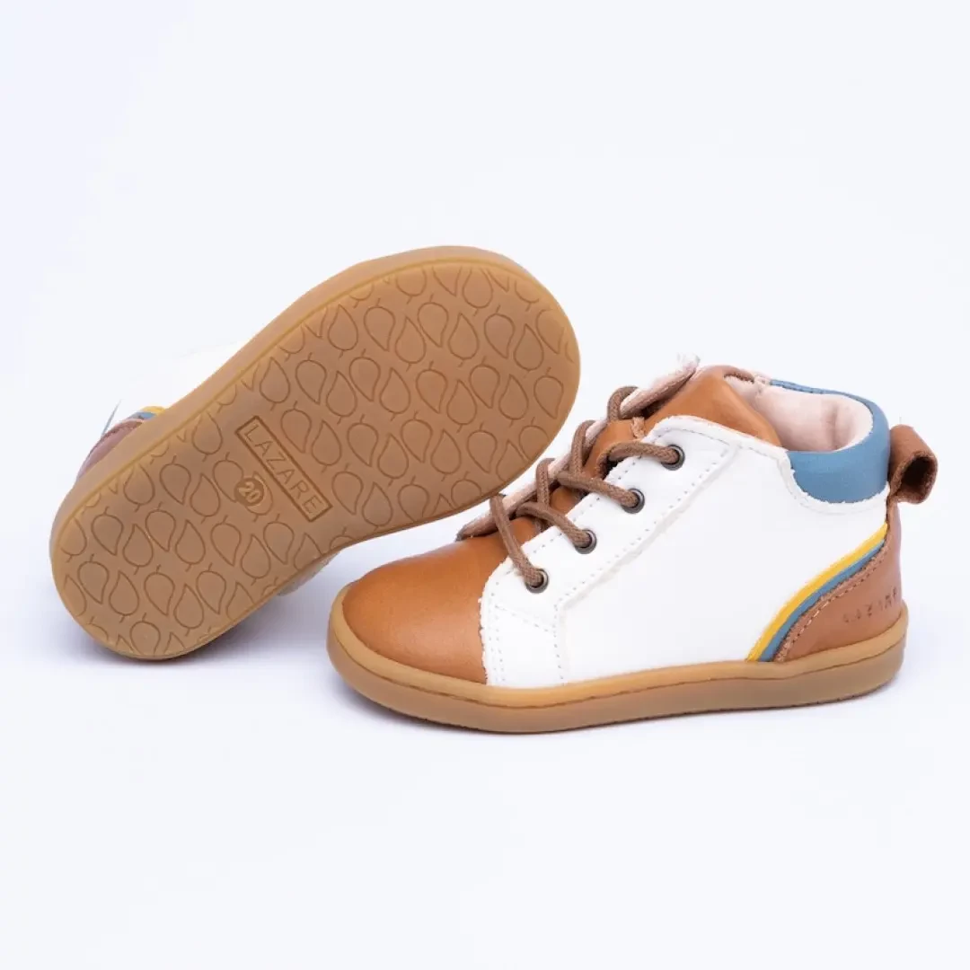 Chaussures premiers pas Auguste marron blanc Lazare Kids