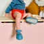 Chaussons premiers pas Fleur Bleu tempête