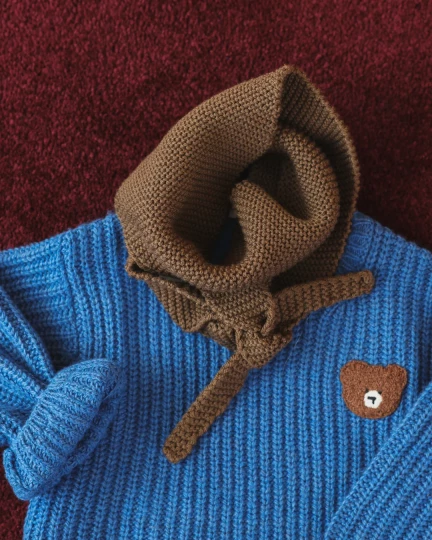 Mini bandana en laine mérinos marron pour enfant