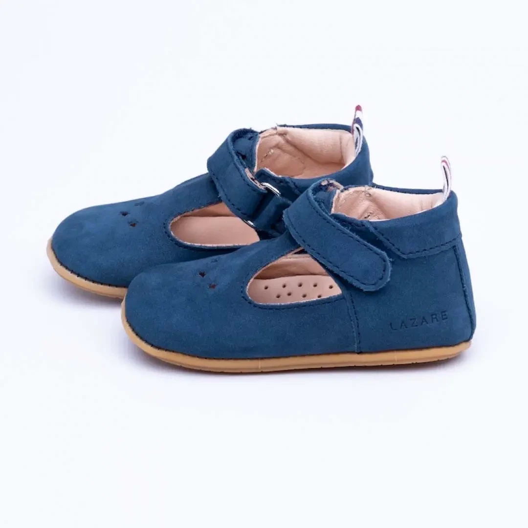 Chaussons bébé César marine nubuck