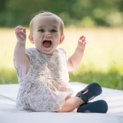 Chaussons bébé César marine nubuck