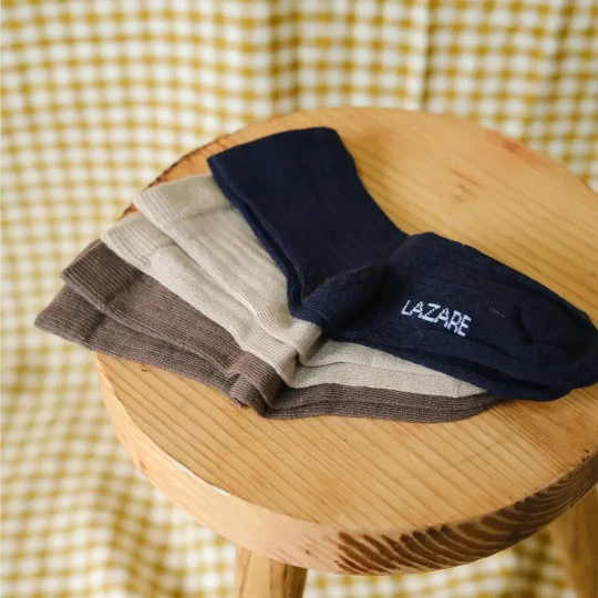 Trio de chaussettes beige-taupe-marine