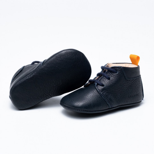 Chaussons bébé cuir à patins Colombe bleu marine