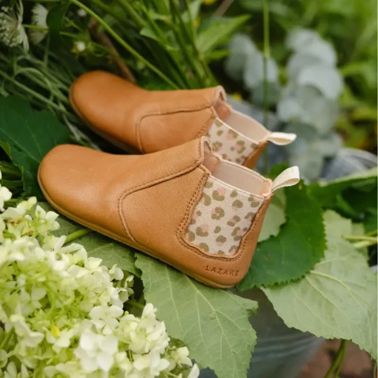 Chaussons premiers pas Oscar Marron Leopard Lazare Kids