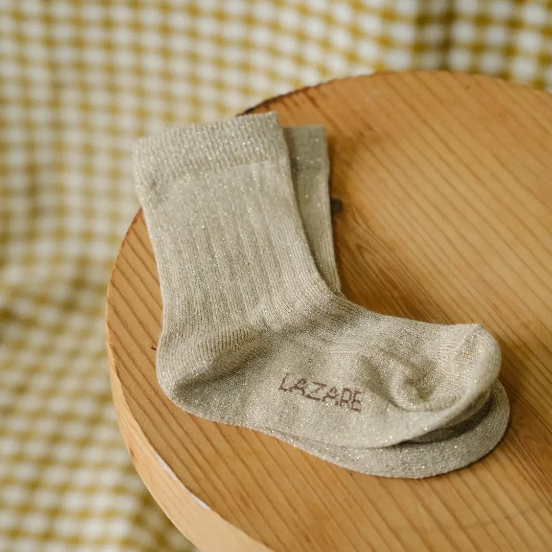 Chaussettes bébé côtelées doré