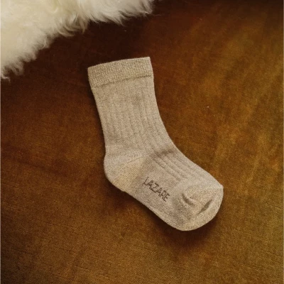 Chaussettes bébé côtelées doré