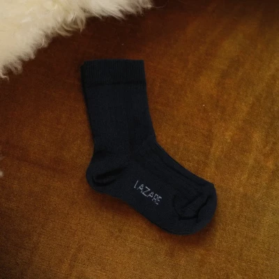 Chaussettes bébé côtelées bleu marine