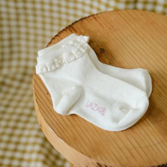 Chaussettes bébé à volants Blanc cassé