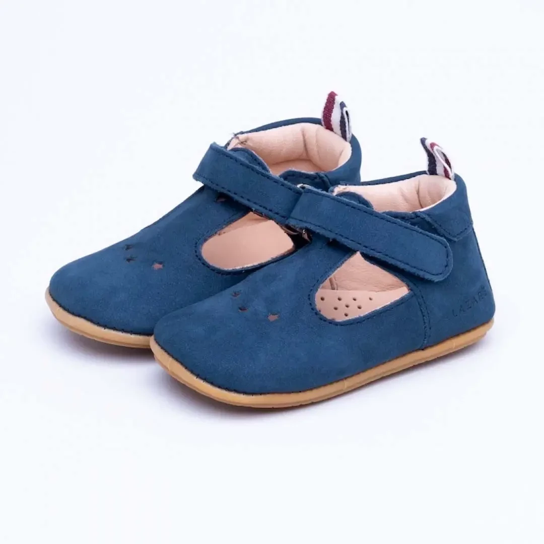 Chaussons bébé César marine nubuck