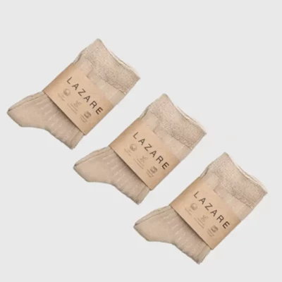 Trio de chaussettes beige