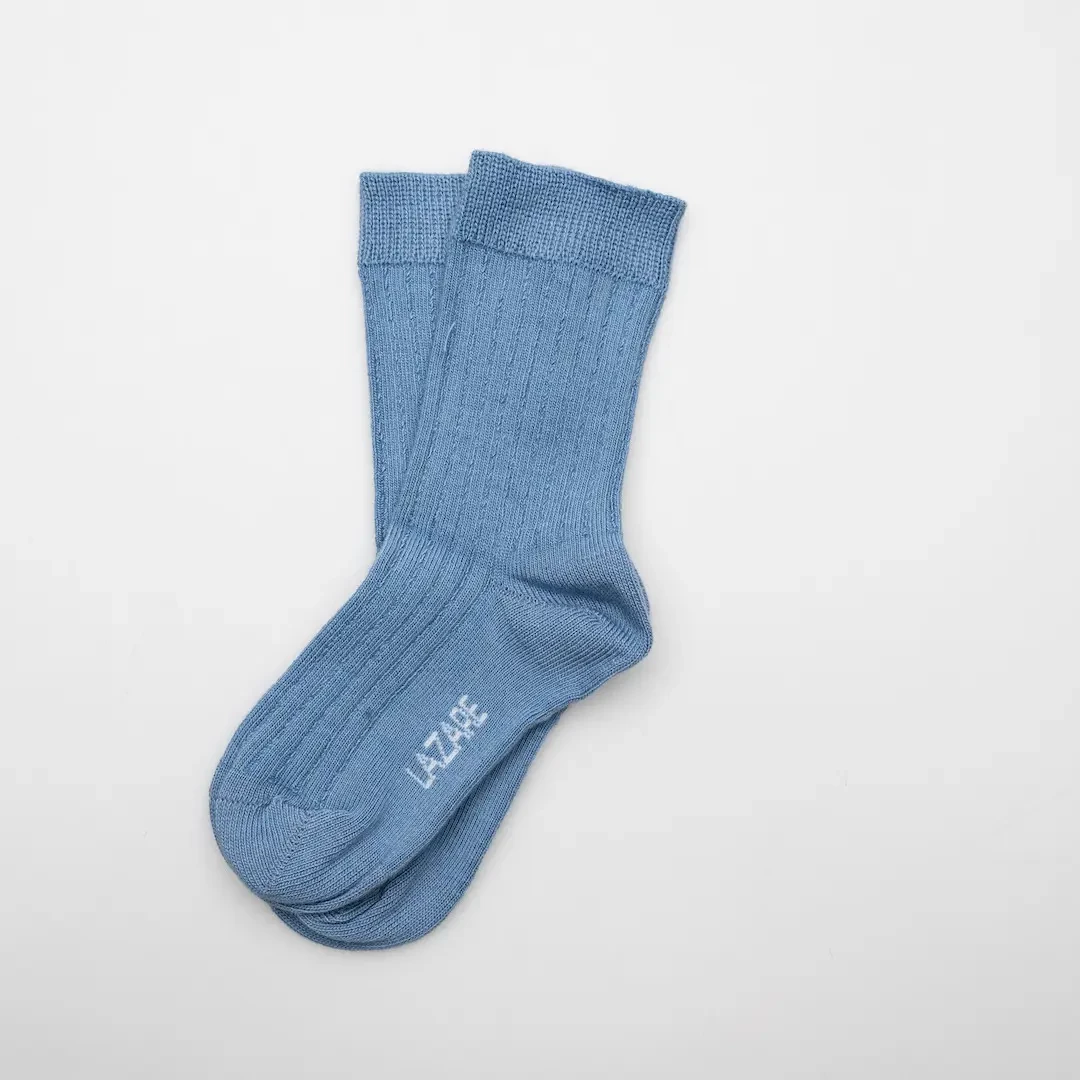 Chaussettes bébé côtelées bleu moyen