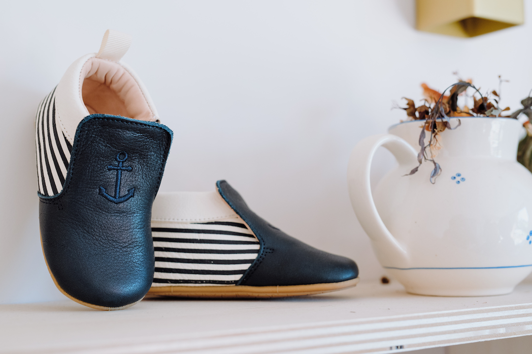 chaussons bébé basile marinière