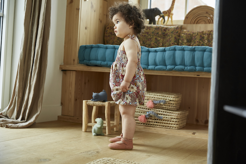 chaussons bébé ouvert céleste