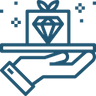 icone montrant une main portant un plateau avec un cadeau contenant un diamant