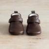chaussons bébé en cuir souple Achille chocolat languette kaki